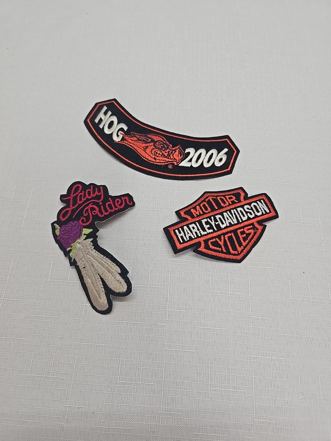 3 Harley-Davidson Patches HOG 2006 Rocker Patch, Lady Rider, Harley Motor Cycles