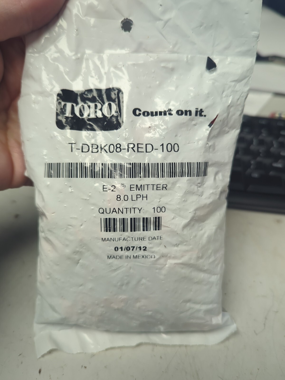 100 Pack Toro T-DBK08-RED-100 E-2 Emitter 8.0 LPH