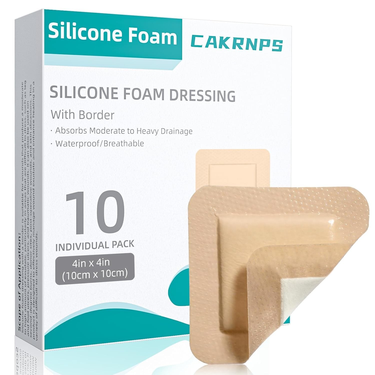 Silicone Foam Dressing 4x4 with Adhesive Border 10Pcs Waterproof Sterile Inch