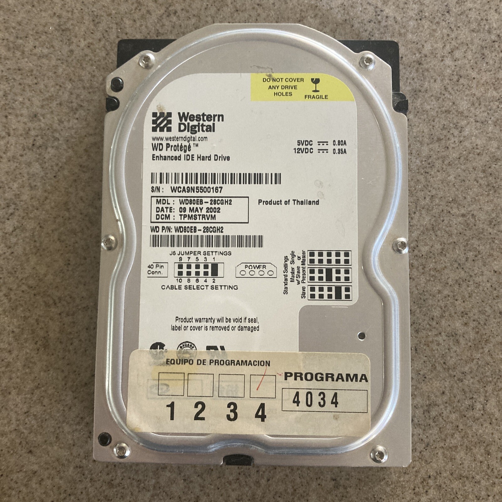 🎮Original Xbox Western Digital 8GB Protege Internal 5400RPM 3.5" WD80EB-28CGH2