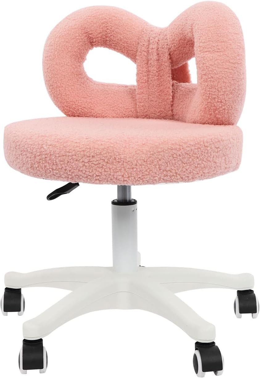 360�� Pink Swivel Computer Chair Height Adjustable Chairs with Wheels and Back