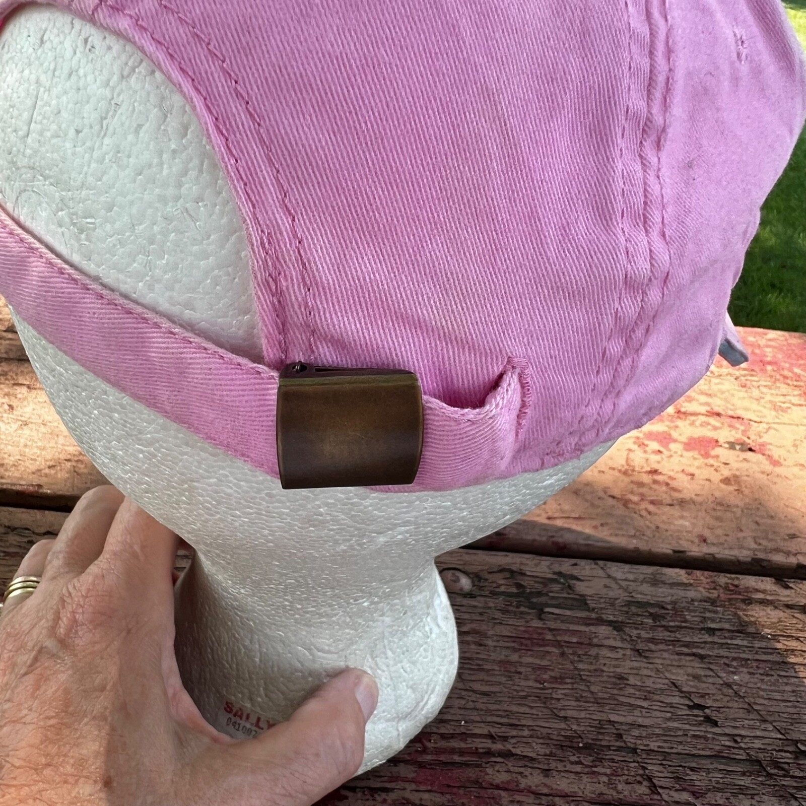 Naples Hat Cap Pink with Light Blue/White Letters on Front Strap Buckle Cotton