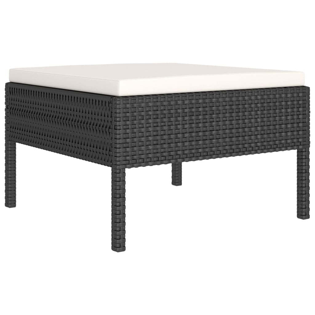 12 Piece Patio Lounge Set with Cushions Poly Rattan Black