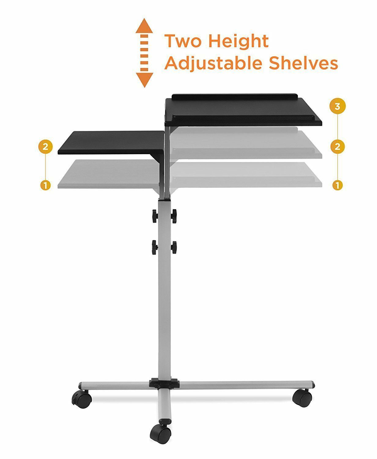 Mount-It! Rolling Laptop Tray and Projector Cart | Height Adjustable Presentatio