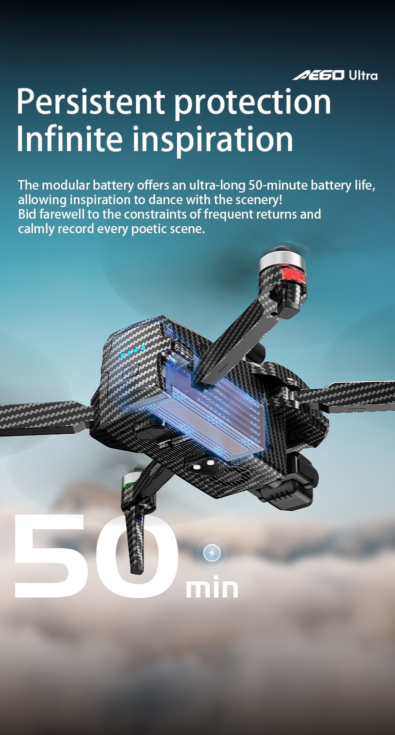 AE60 Screen Control Drone GPS FPV 7KM 3-axis Gimbal 4K Camera Obstacle Avoidance