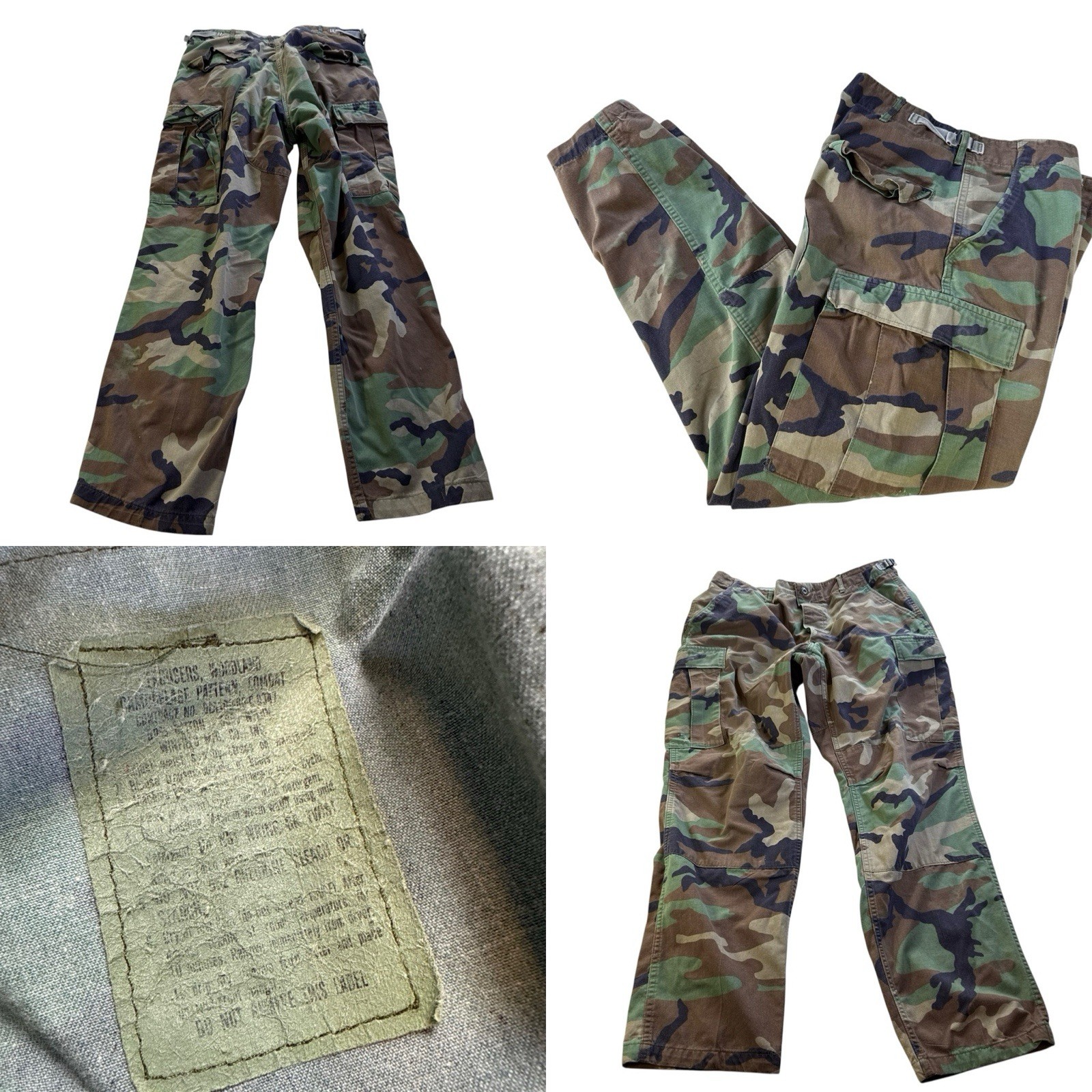 Vtg Trousers Hot Weather Woodland Camouflage Combat Size 34x30 Adjustable Read