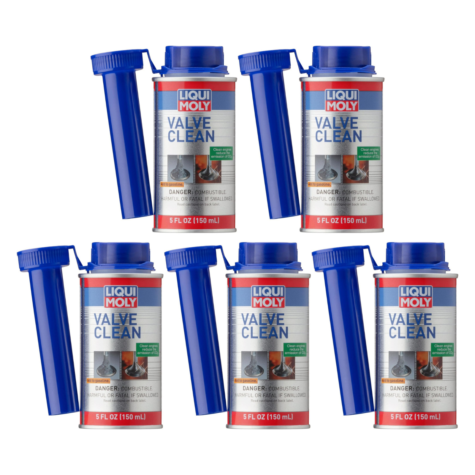 Set of 5 Valve Clean (Gasoline Additive LIQUI MOLY 2001 - 150 ml Can sheet metal
