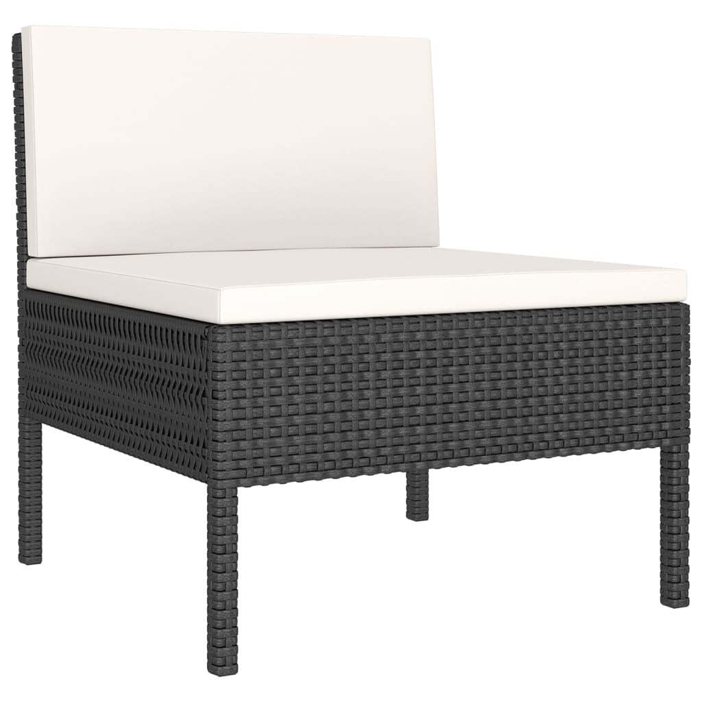 12 Piece Patio Lounge Set with Cushions Poly Rattan Black