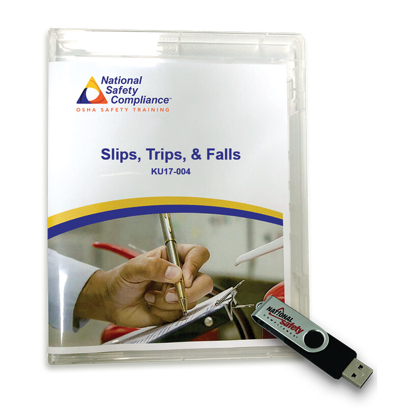 Slips, Trips and Falls Training Kit USB Drive W/Video, Quiz, Certificate & More