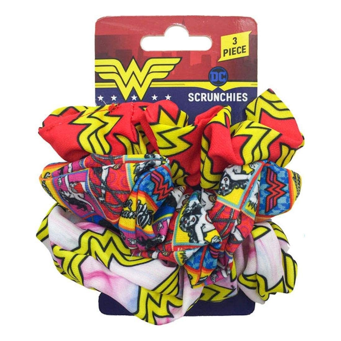 Wonder Woman Images 3 Piece set of Hair Scrunchies Ponytail Holder NEW UNWORN