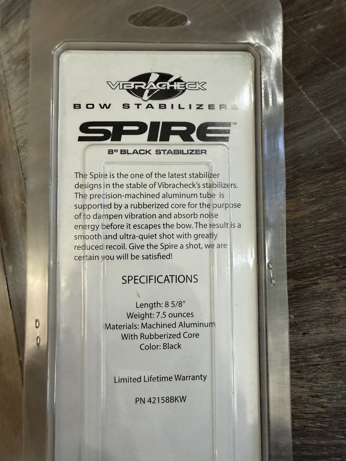 8” Archery Bow Stabilizer Vibracheck Spire Black Compound Bow