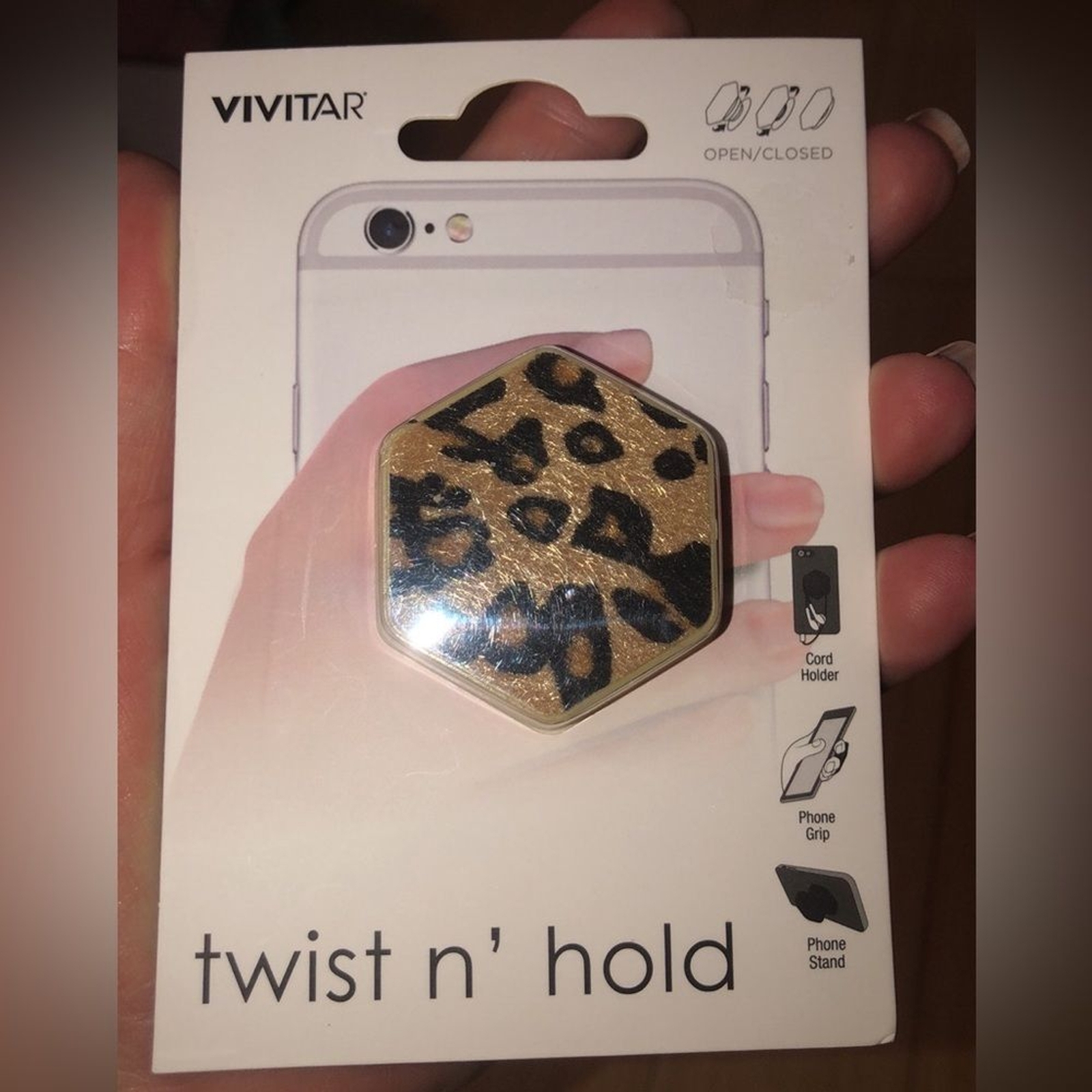 Vivitar Leopard twist n’ hold Phone Grip & Stand NEW