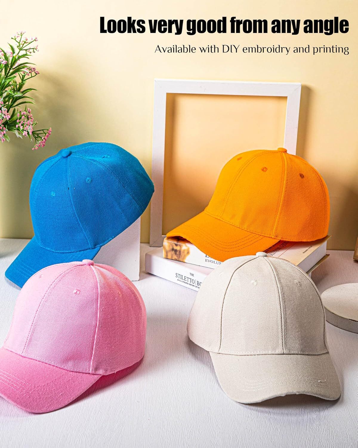 23 Pieces Blank Baseball Caps Bulk Running Retro Adjustable Plain Sports...