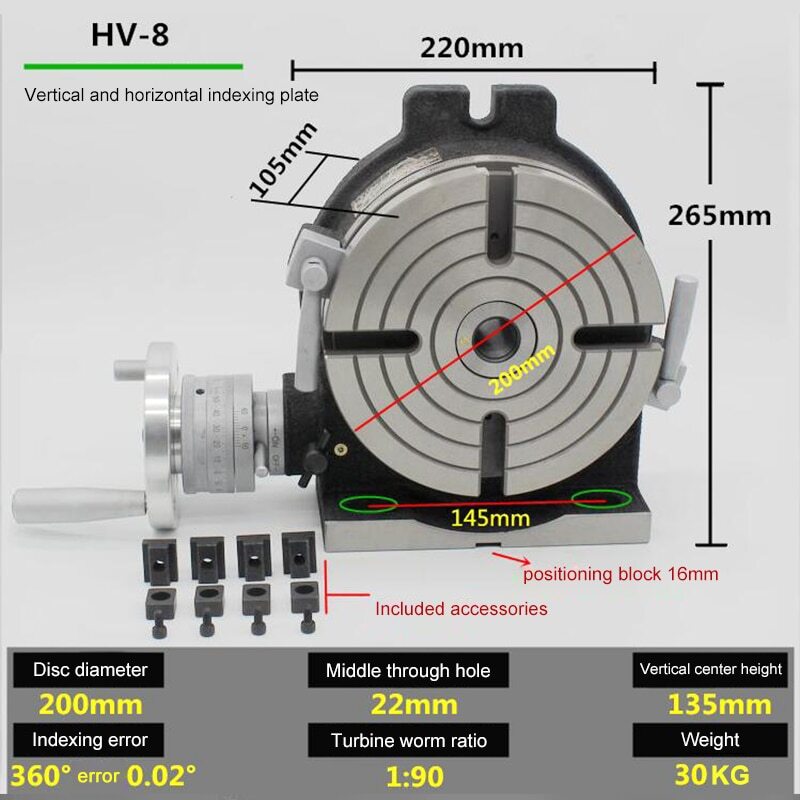 Vertical and Horizontal Dual-purpose Indexing Table Milling Machine Worktable