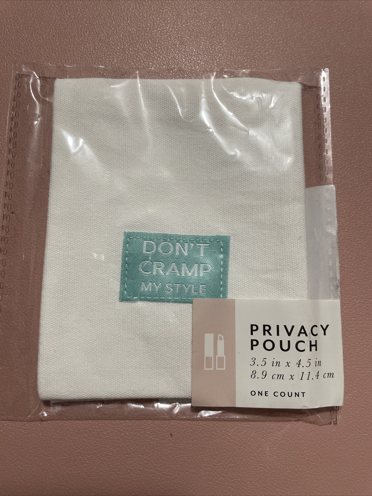 Women's Privacy Pouch 3.5"x4.5" Don't Cramp My Style Feminine Hygiene Bag White