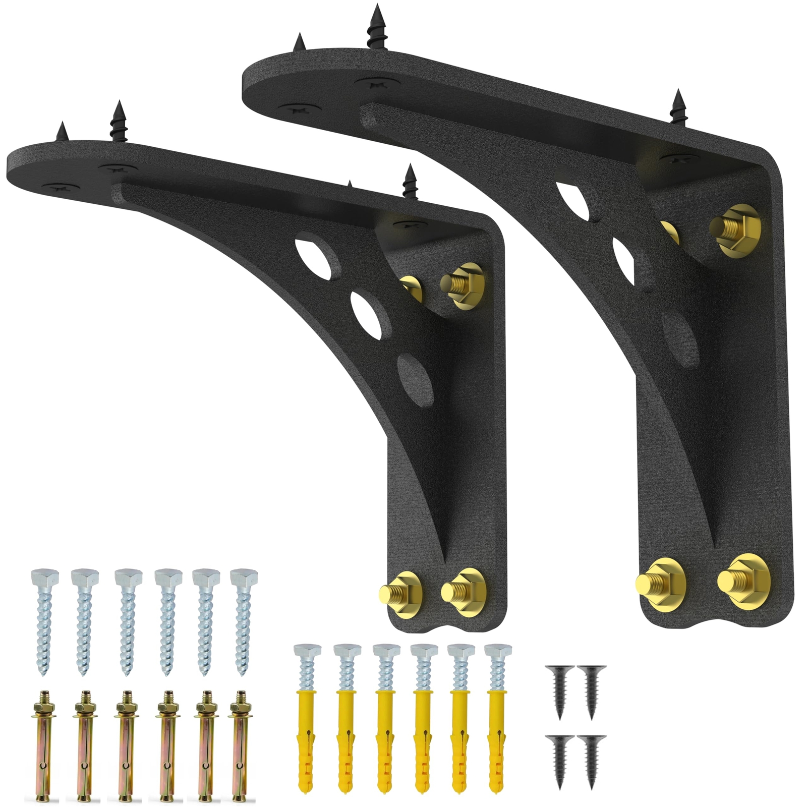 Heavy Duty Shelf Brackets Max Load 1000 Lbs 6"x 5" Black Shelf Bracket Floati...