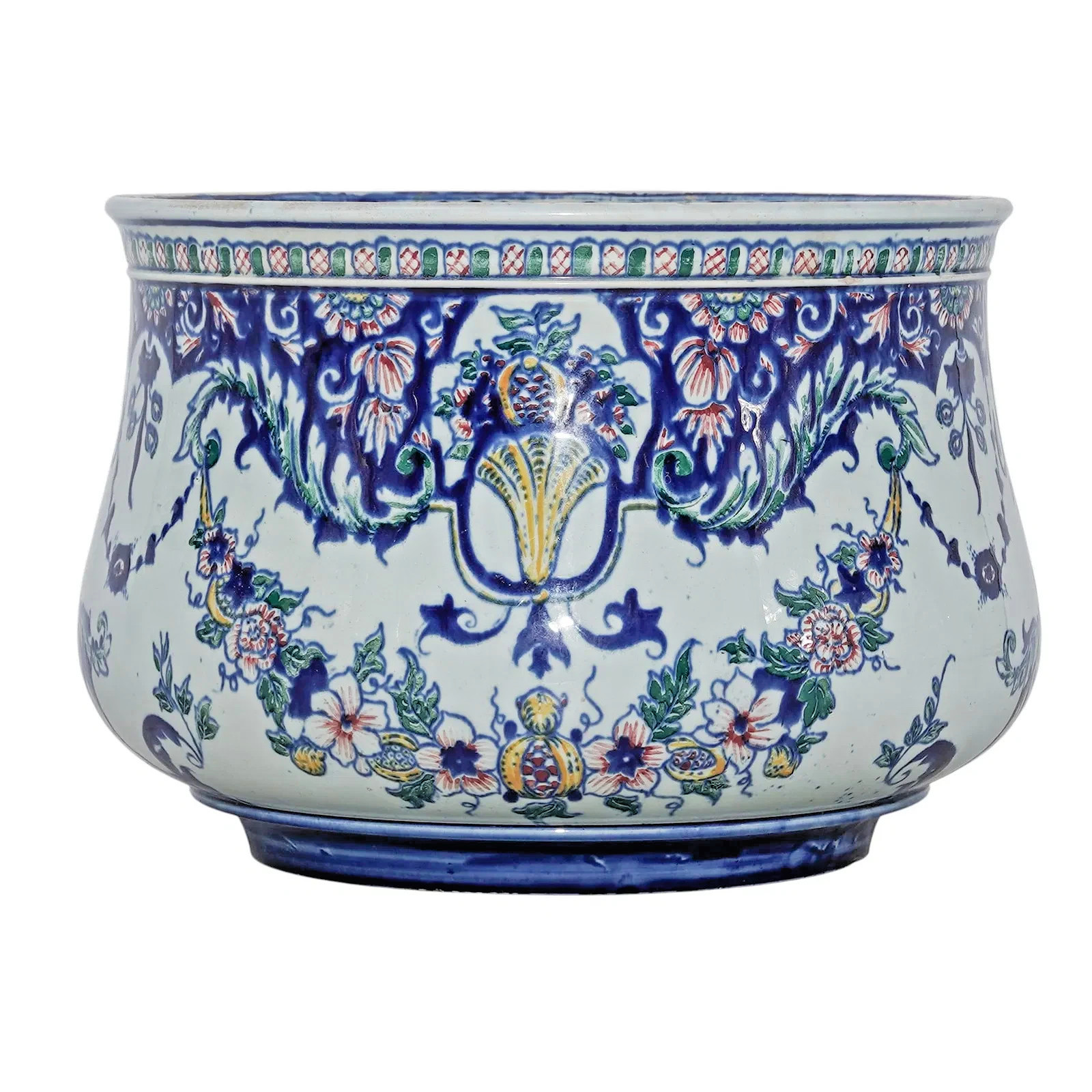 19th Cent. French Faience Cache Pot