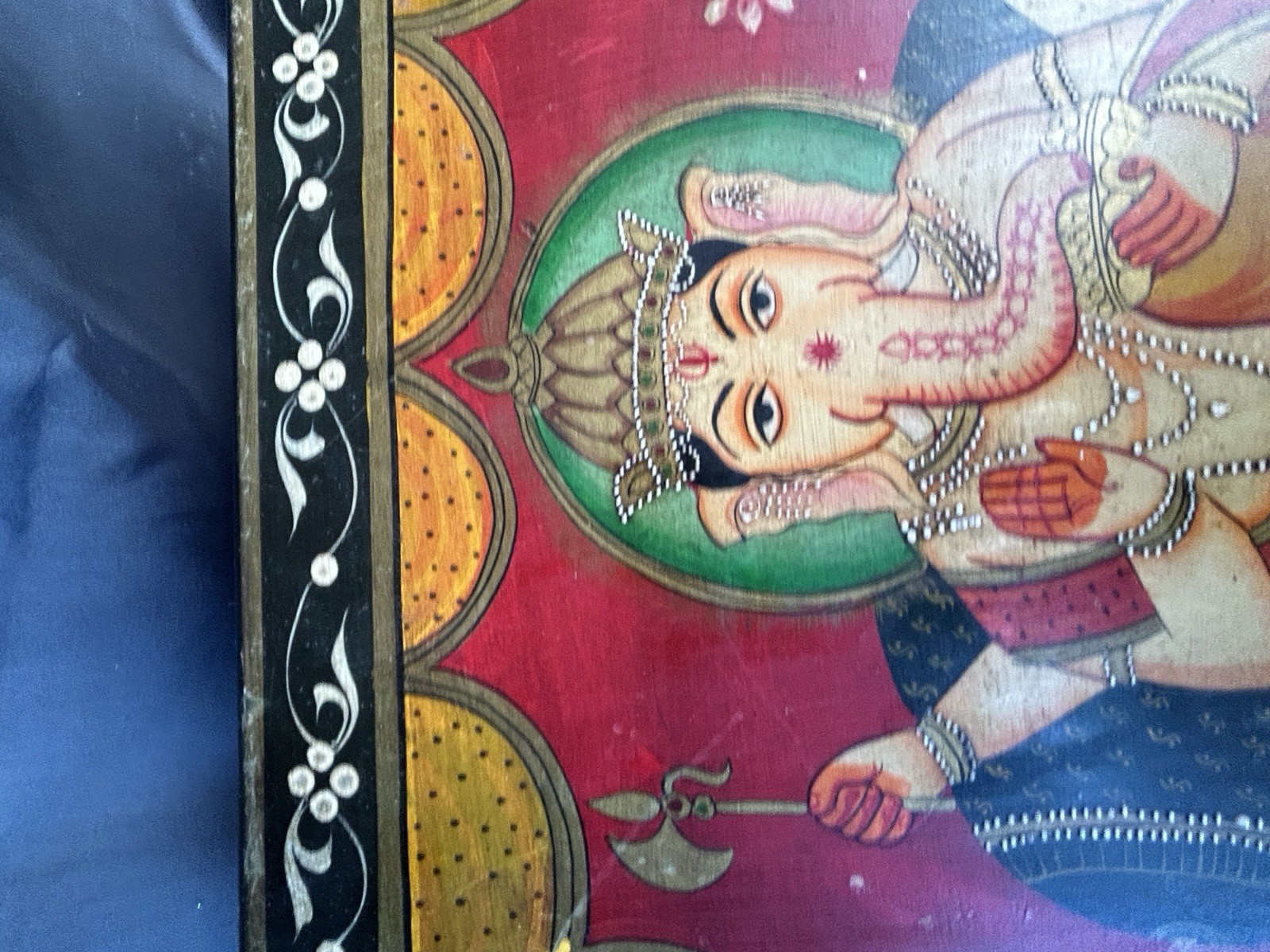 Gorgeous Painted Ganesha Foot Stool/Ottoman Table