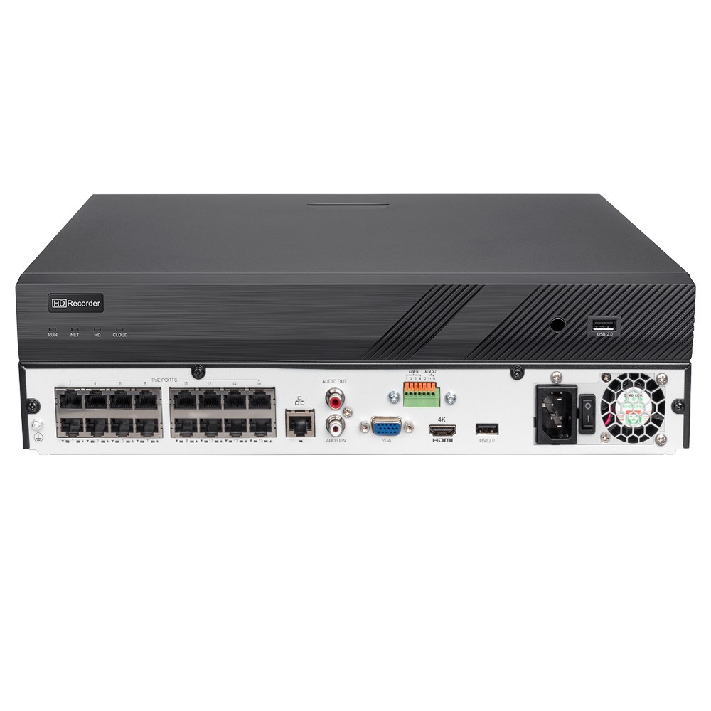 VIKYLIN 16Channel 16POE 4K Network Video Recorder 16CH 160Mbps/128Mbps 2SATA NVR