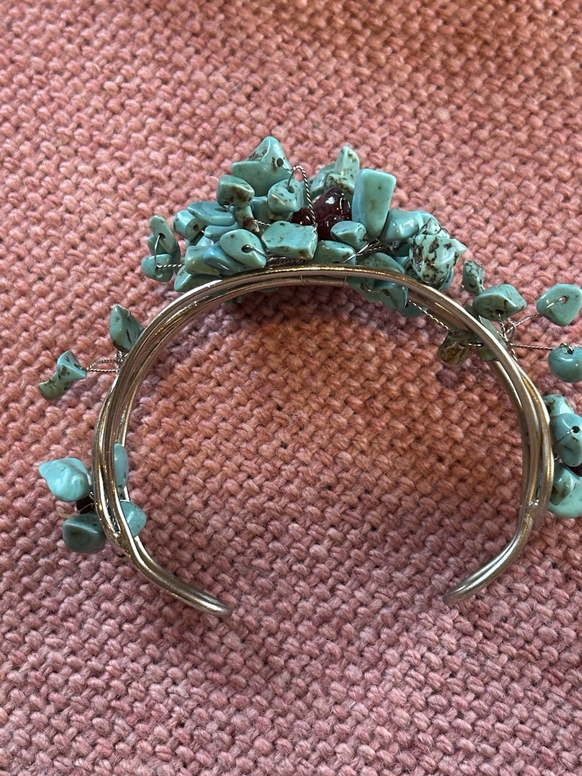 Loose Turquoise Silver Wire Bracelet