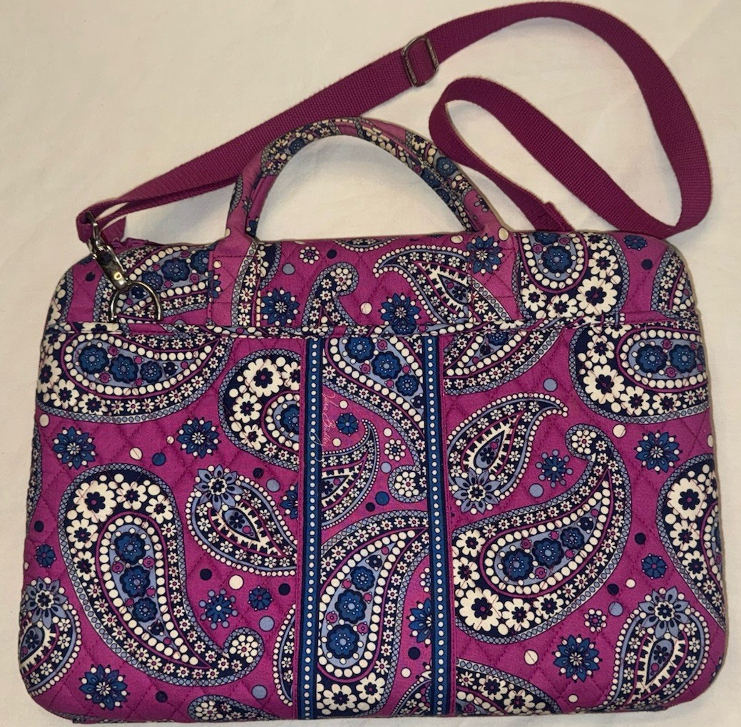 Vera Bradley Paisley Pink Laptop Zippered Quilted Carrying Case~Shoulder Strap