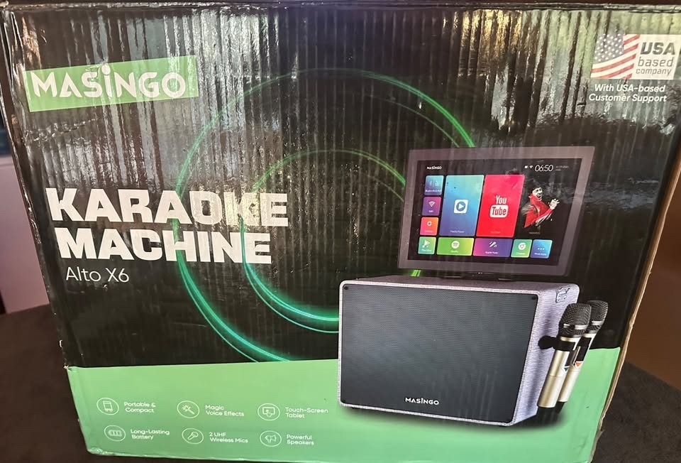 Masingo Alto X6- Professional Karaoke Machine w/ Display & Wireless Mics