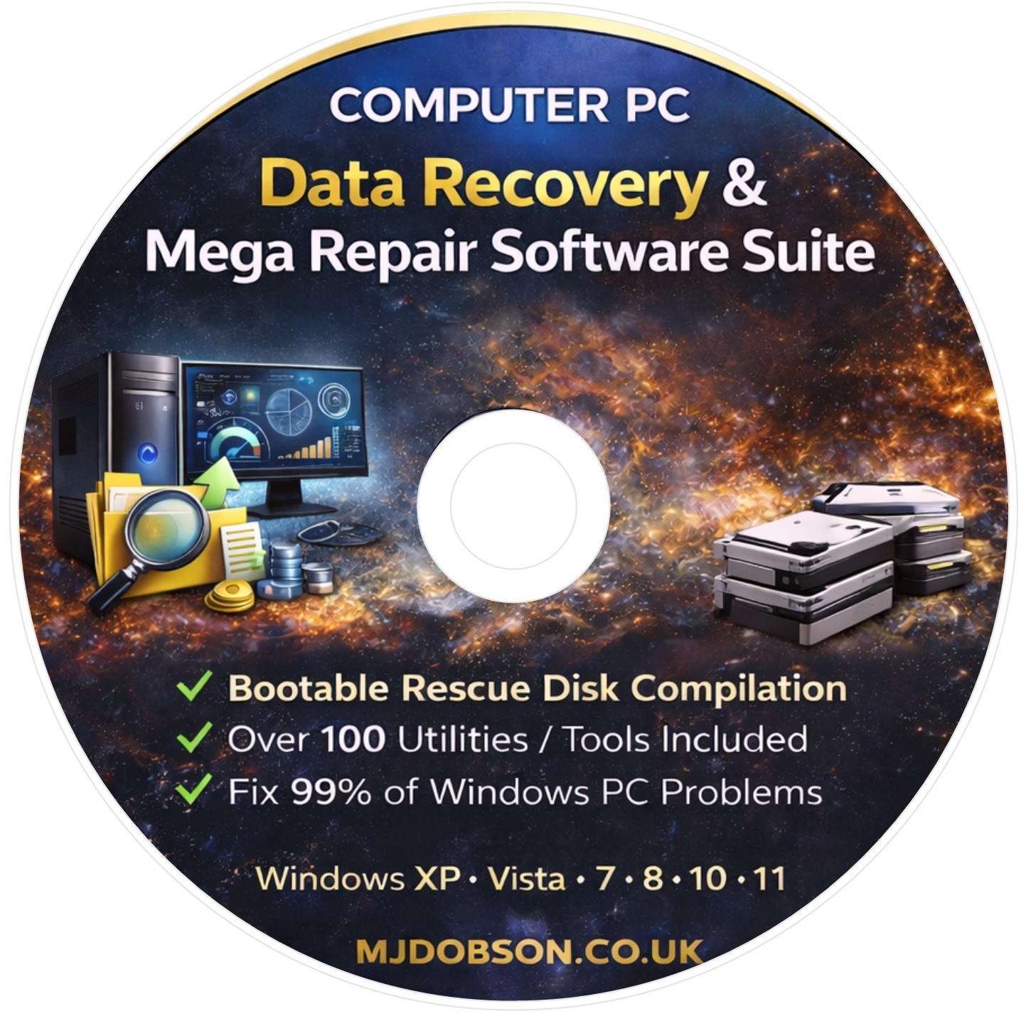 Computer PC Data Recovery Computer Mega Repair Software Suite DVD
