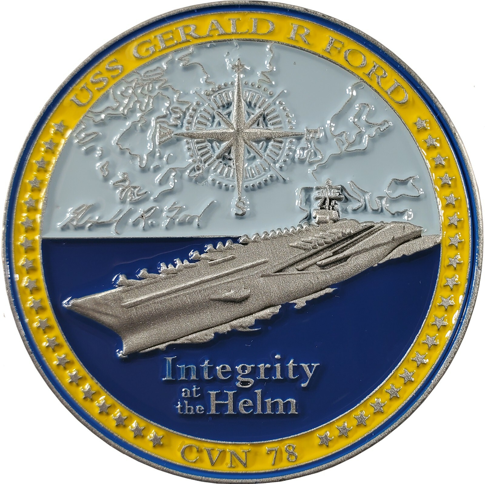 USS Gerald R Ford CVN-78 Commemorative Challenge Coin 2" Diameter 161