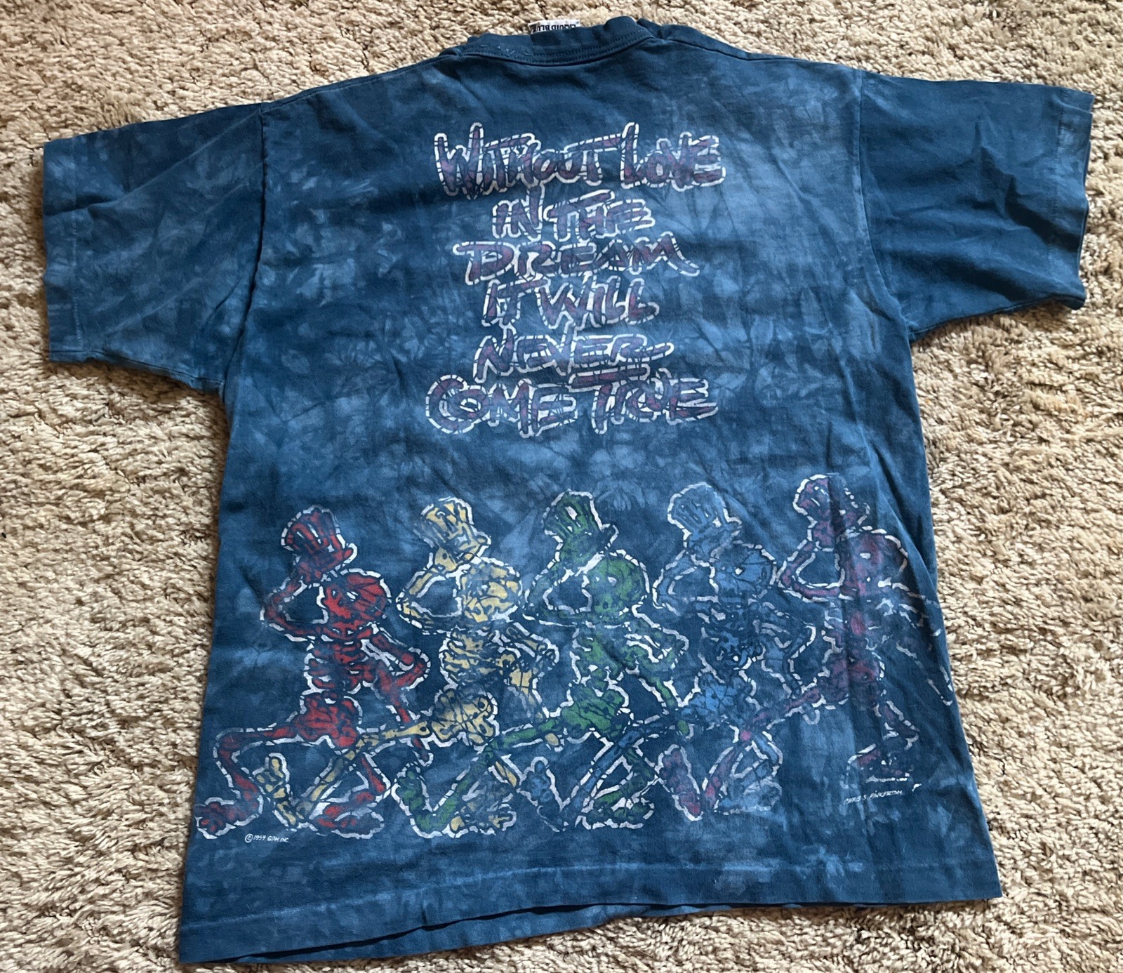 Grateful Dead 1994 Paradise Waits SYF Tye Dye Skeletons 2-Sided T Shirt L VG+