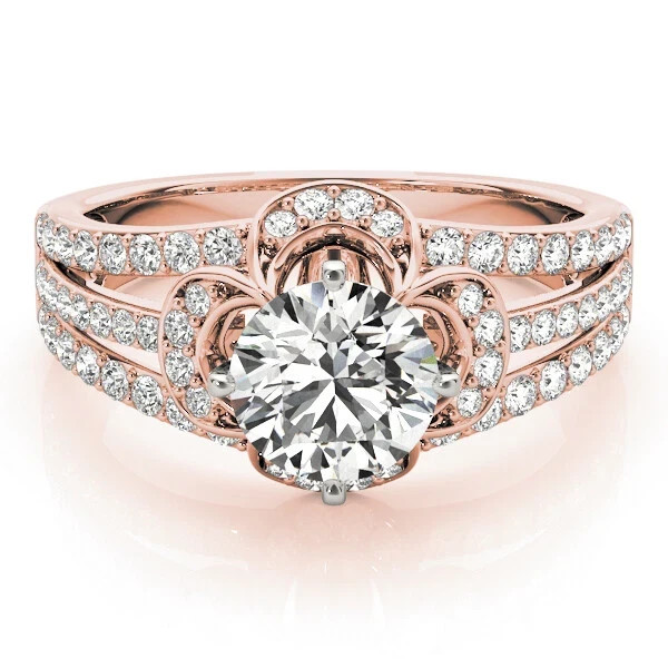 Round Cut Lab-Created 1.80 Ct VVS1 Diamond Engagement Ring 14K Rose Gold FN