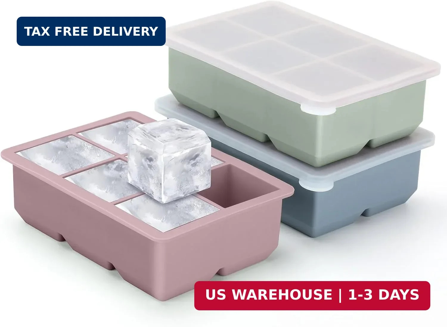 Silicone Ice Cube Trays 3 Pack - Large Size Silicone Ice Cube Molds with