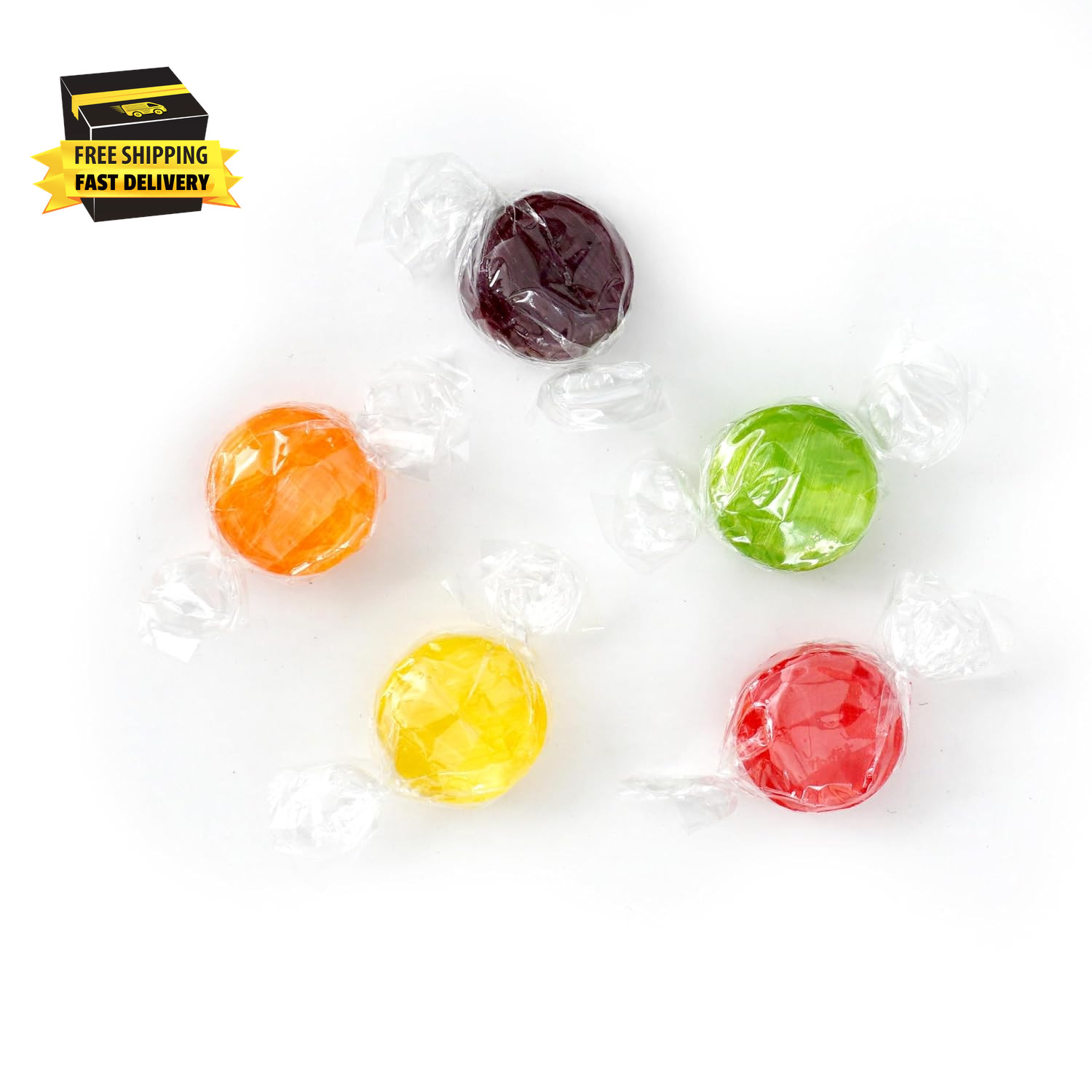 Assorted Fruit Hard Candy, 1 Pound Bulk Candy (Approx. 75 Pcs.), Individually Wr