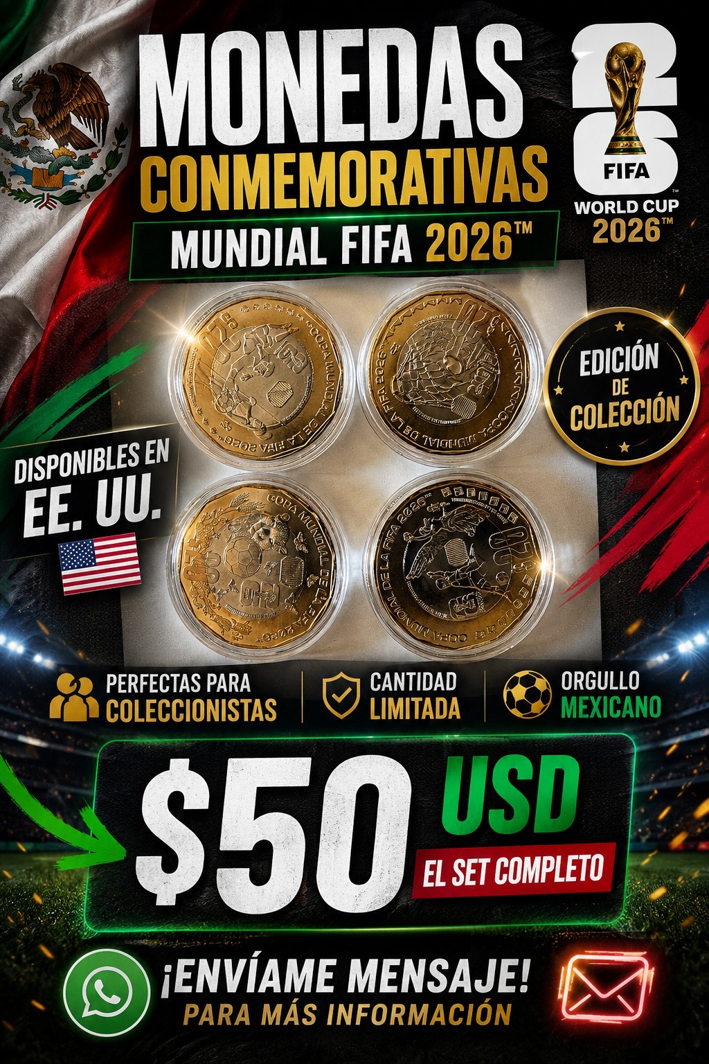 Mexico 2026 20 Pesos Copa Mundial de la FIFA Bi-Metallic Coin Set (4)