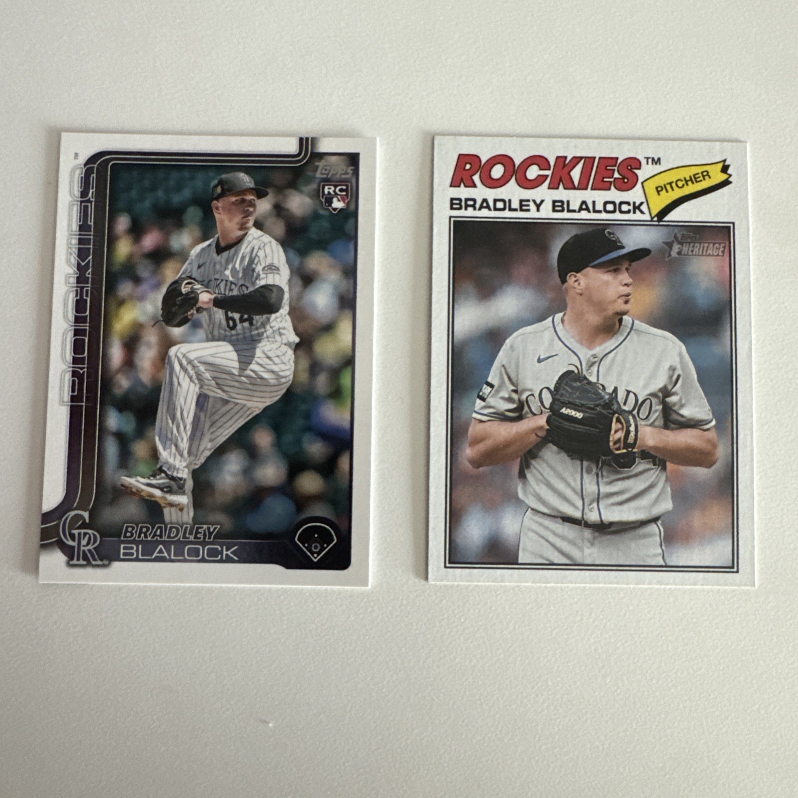 Bradley Blalock 2025 Topps Series 1 RC/2026 Heritage Colorado Rockies 2-Card Lot