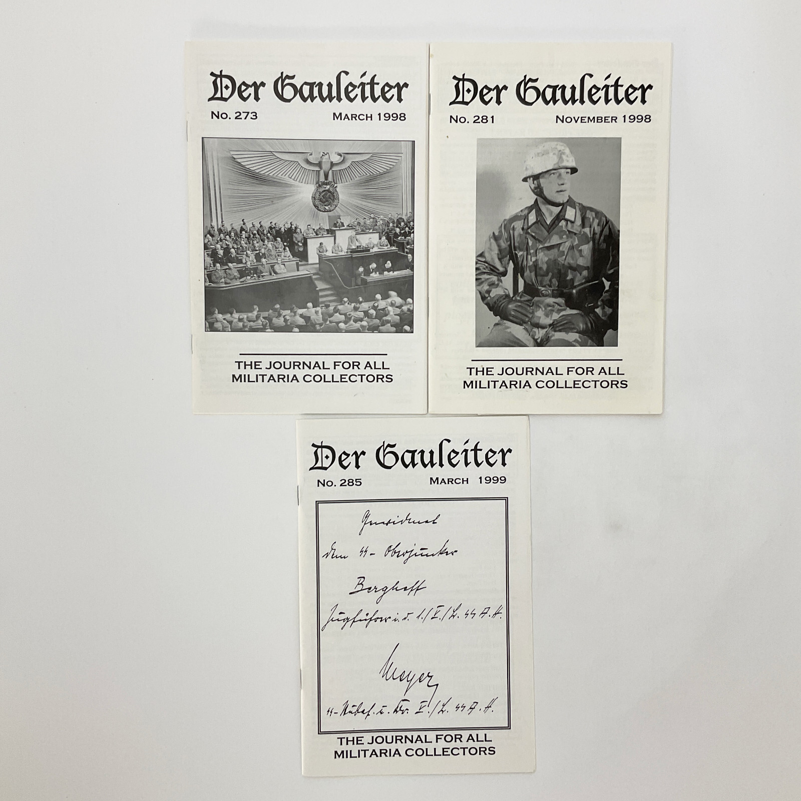 Der Gauleiter Collectors Advertising Newsletter March 1998 Nov 1998 March 1999