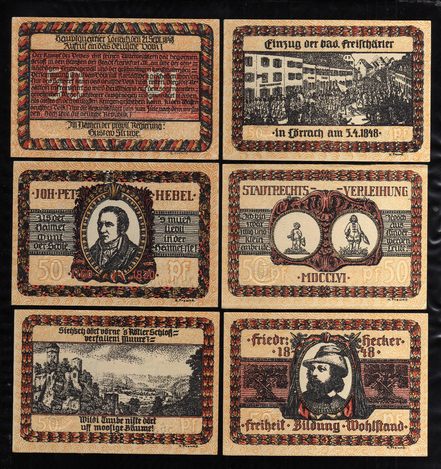 LORRACH - GERMANY NOTGELD  -  6 x 50 PFENNIG