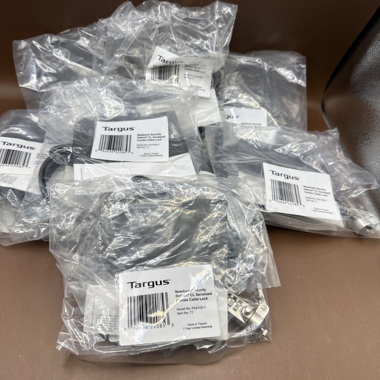 Lot of 8. DEFCON™ T-Lock Serialized Combo Cable Lock Part # PA410S-1