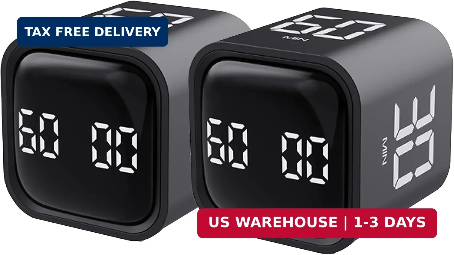 2Pcs Rotating Pomodoro Timer 5,10,30, 60 Minutes Preset,Desk Productivity Flip T
