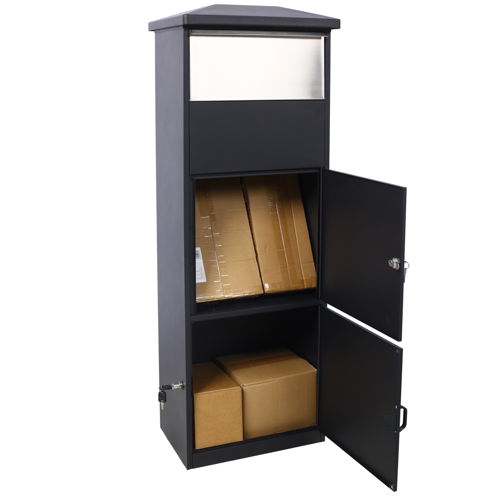 Lockable Large Parcel Drop Box Porch Mailbox with Secure Compartment