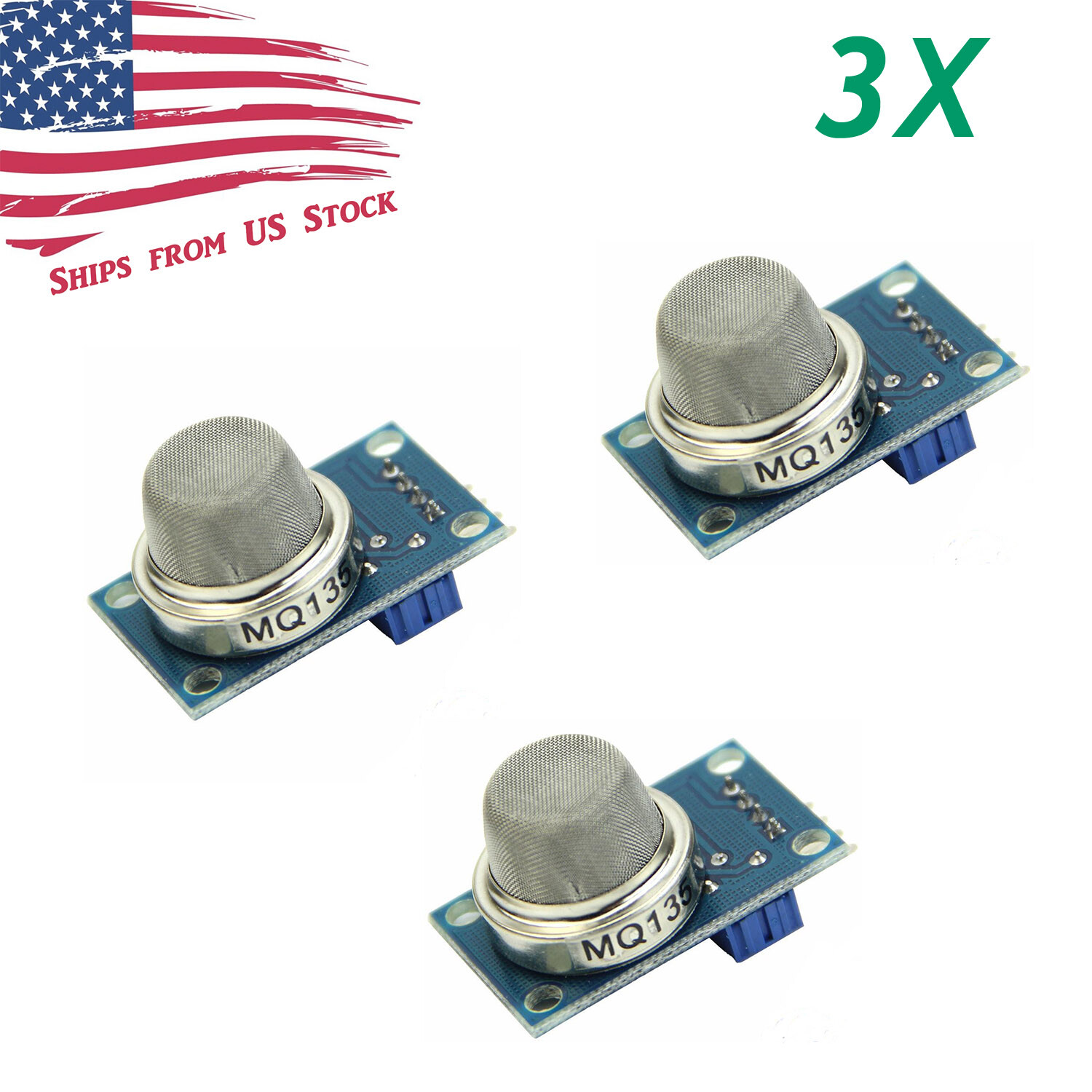 3Pcs MQ-135 NH3 NOx Ammonia Alcohol Benzene Smoke CO2 Air Quality Sensor Module
