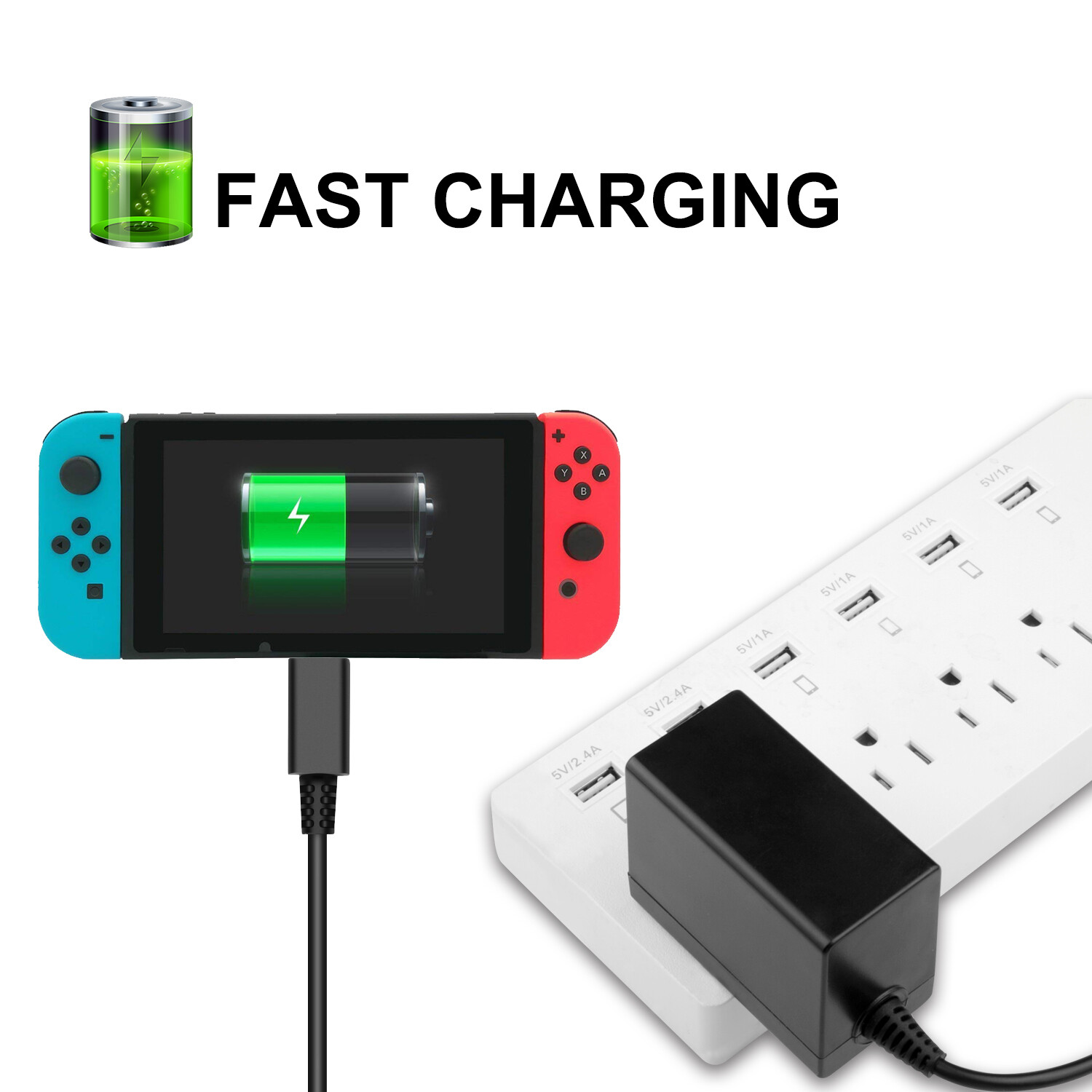 Type C Cable 5V/15V For Nintendo Switch or Dock Charging Wall Charger AC Adapter