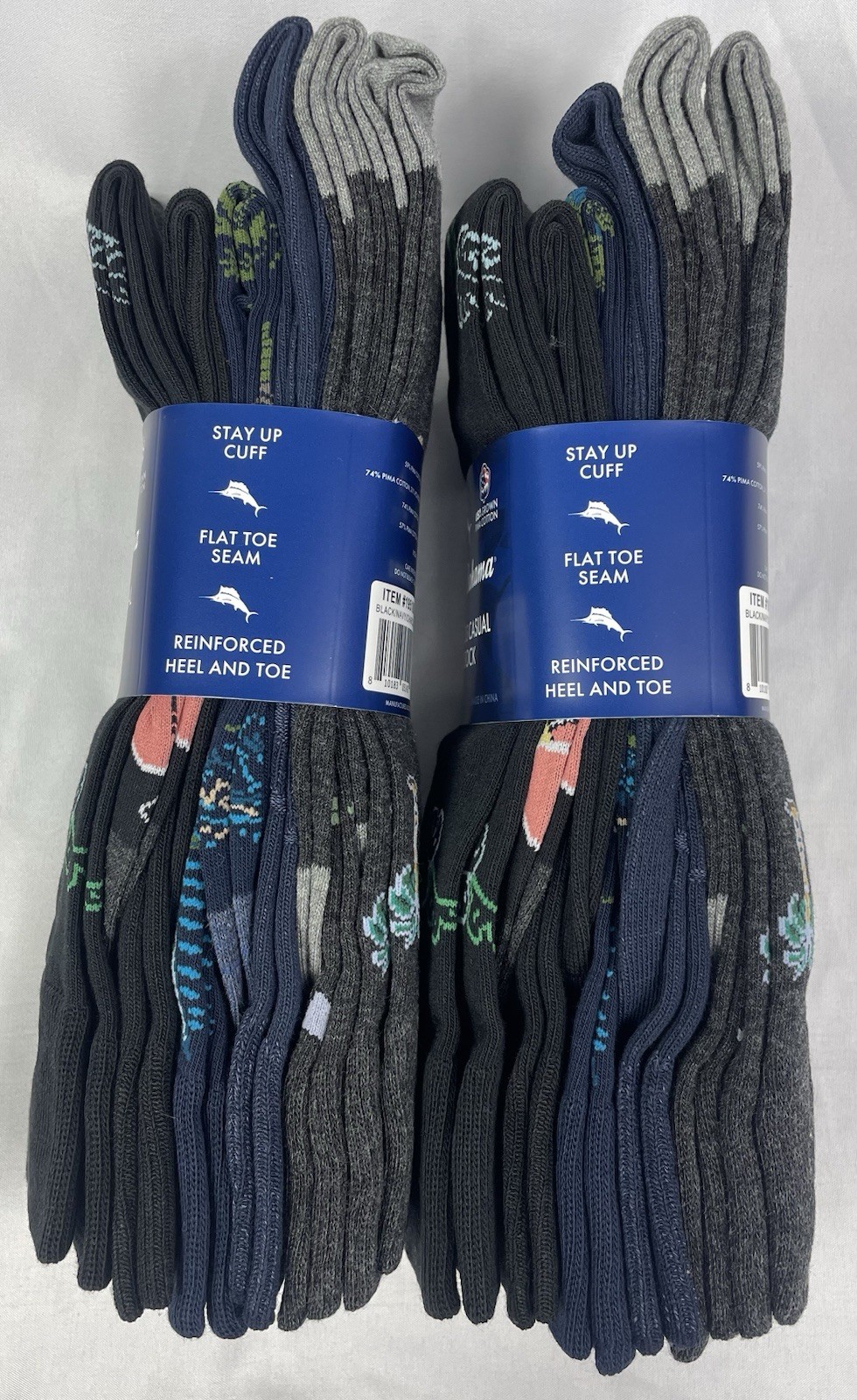 Tommy Bahama Lot of 2 Men's Dress Casual Crew Sock, 6-pair Packs Totaling 12 NWT