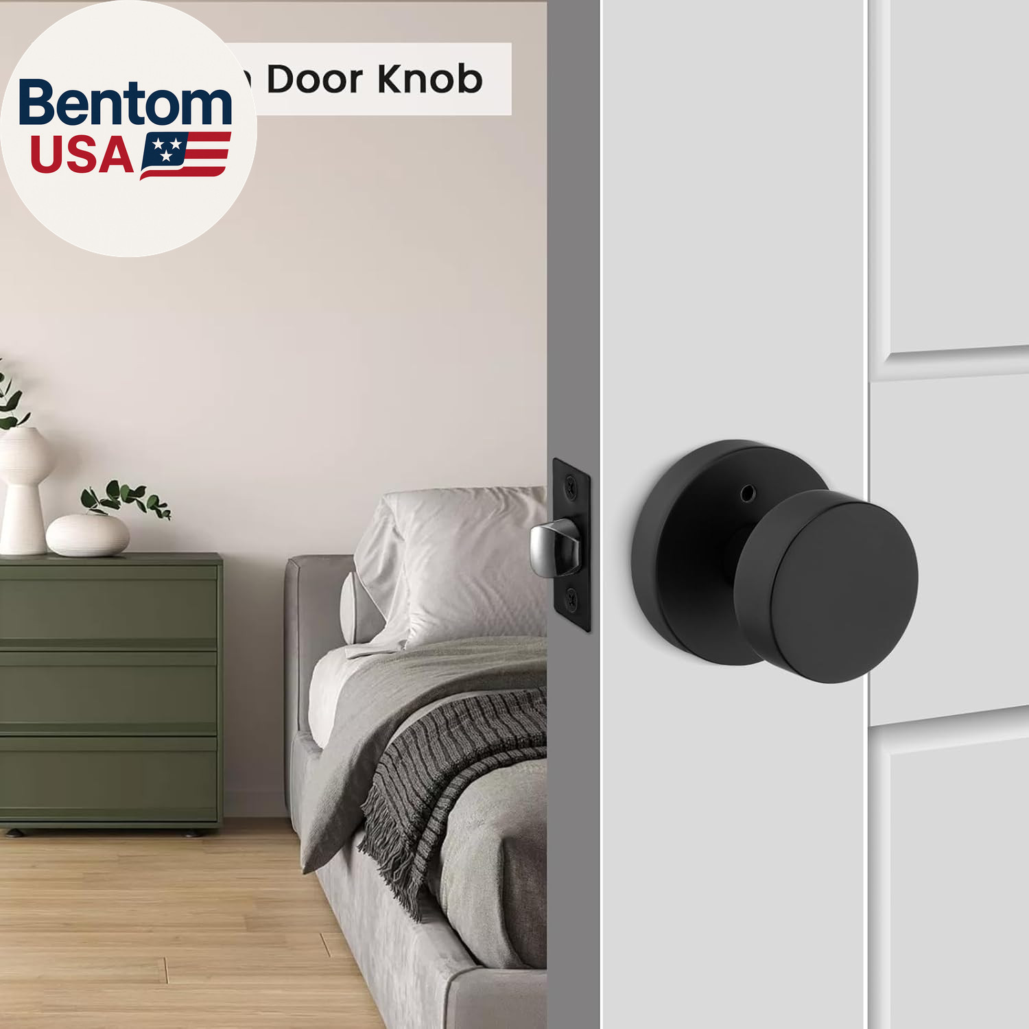 Black Door Knobs Interior, Zinc Alloy round Ball Matte Black Privacy Door Knobs