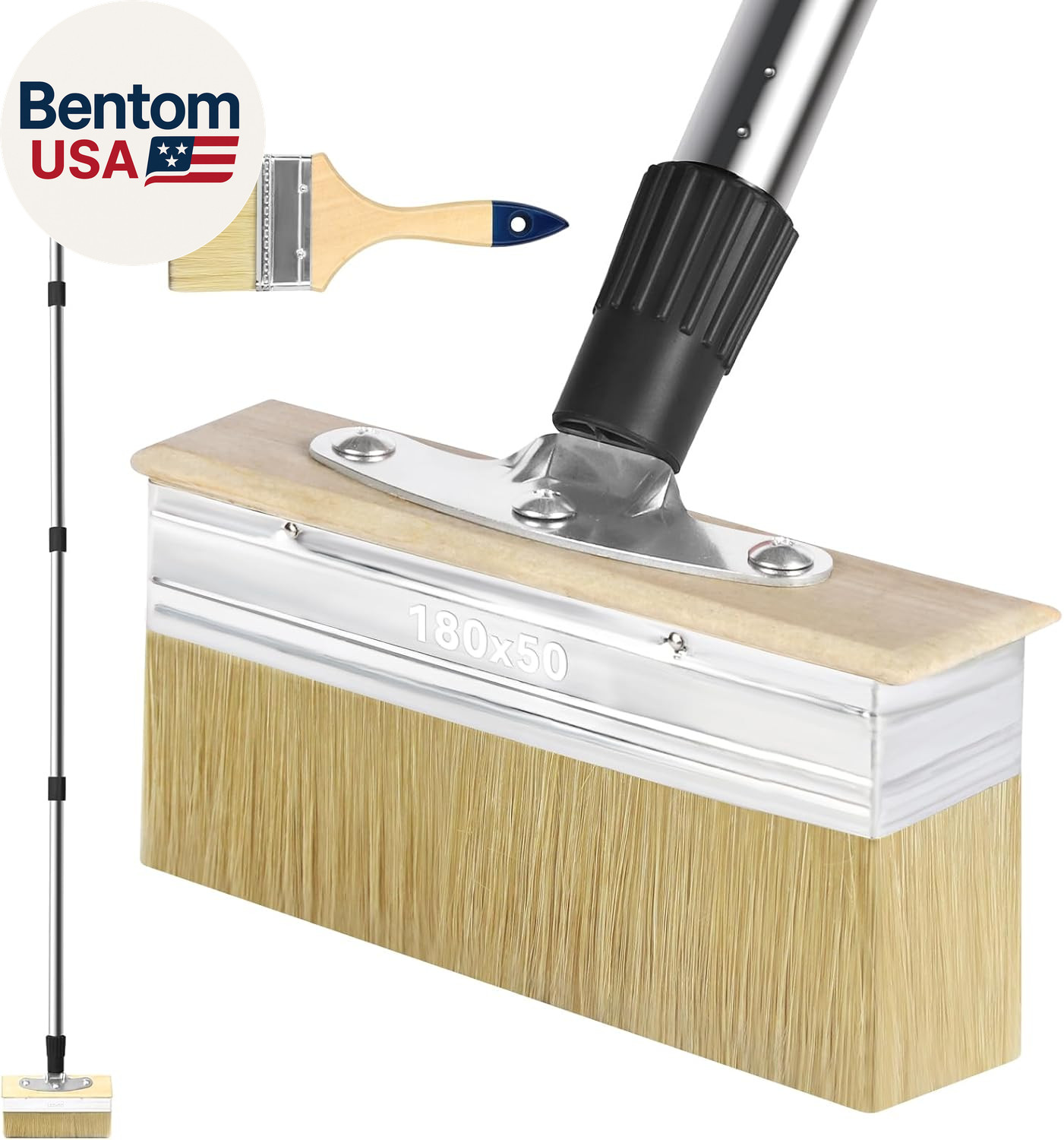 Deck Stain Brush with Long Handle, 60" Extension Pole Deck Stain Applicator, 7"