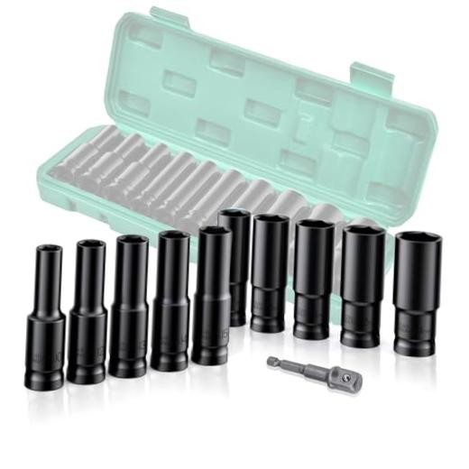 Deep Impact Socket Set 1/2 Inch, 10Pcs Drive Master Deep 10 PCS (10mm - 24mm)