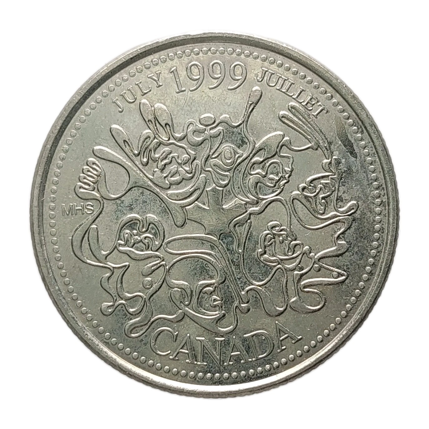1999 Canada 25 Cents JULY "A Nation of People" Queen Elizabeth II KM#348 Z2407