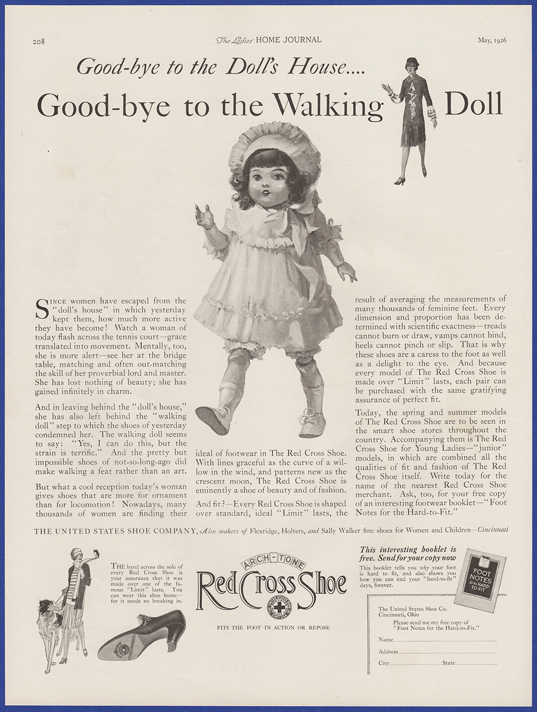Vintage 1926 RED CROSS SHOE Shoes Women's Fashion  Walking Doll 1920's Print Ad