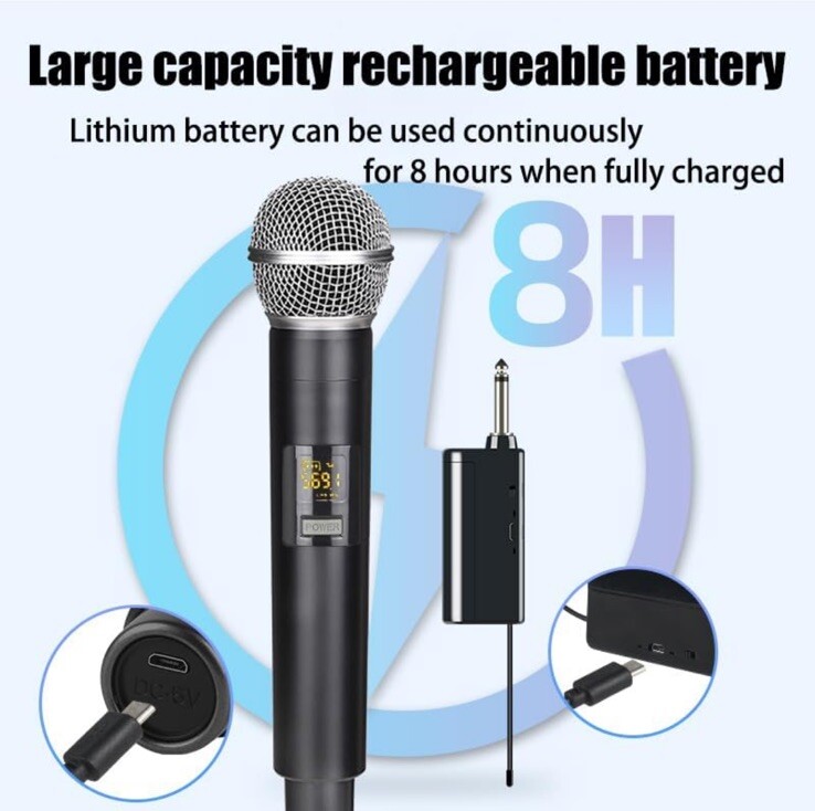 Wireless Microphone, UHF Handheld Microphone Metal Wireless Handheld - Open Box