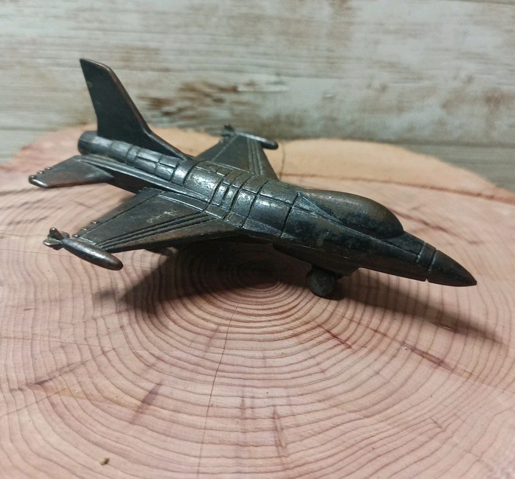Vintage Die Cast Jet Airplane Fighter Miniature Pencil Sharpener Works Hong Kong