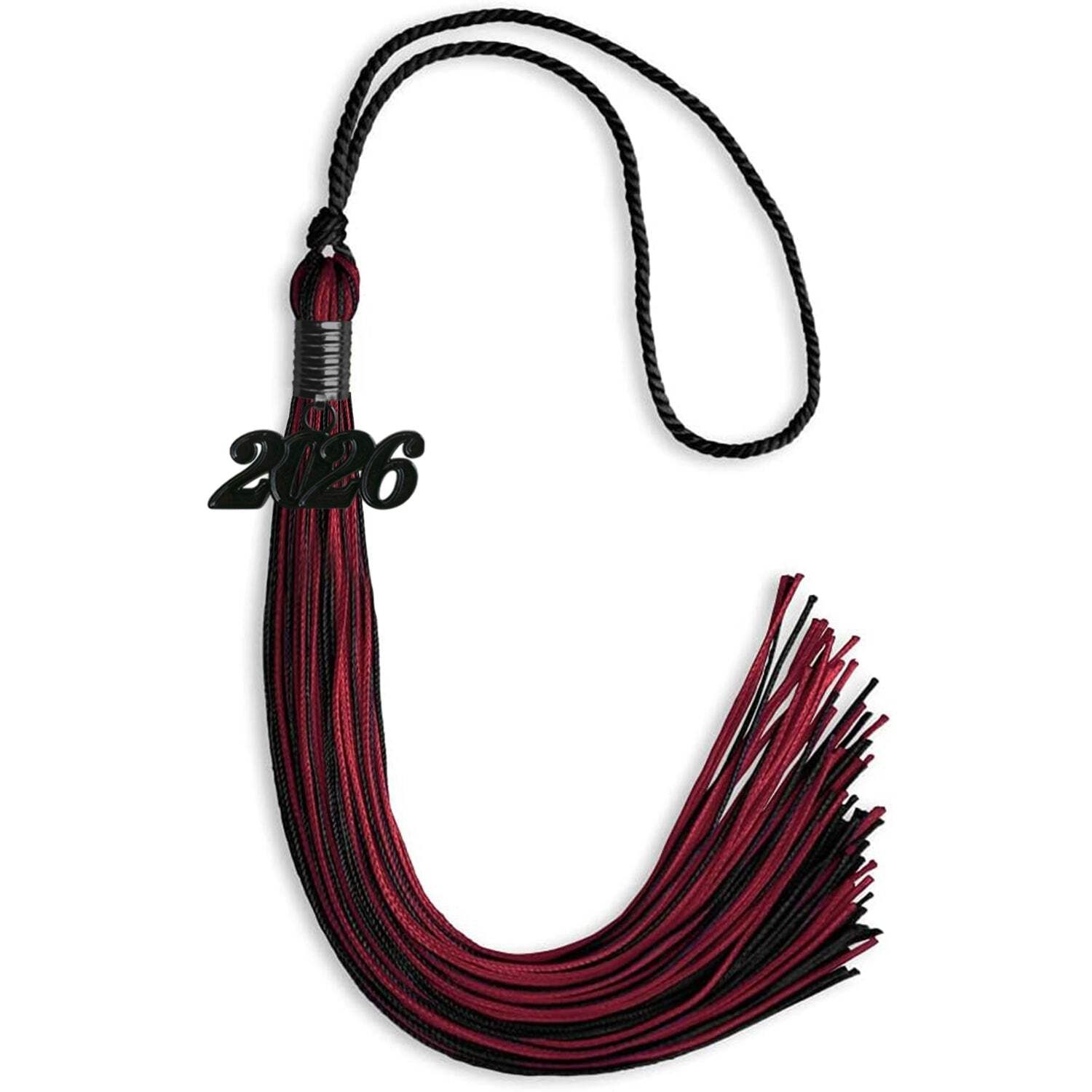 Endea Graduation Black/Cardinal Mixed Color Tassel With Black Date Drop